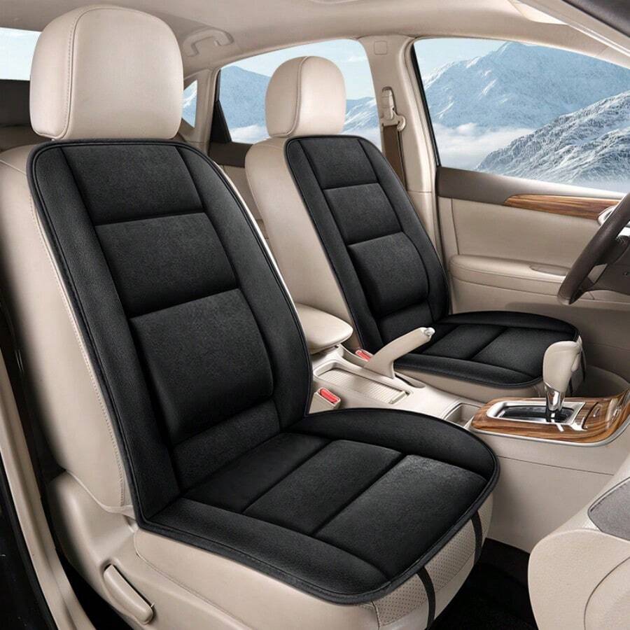 1pc Car Seat Cushion (Single Piece), Short Plush Material, Suitable For All Seasons, Thickened Warmth, With Backrest Design, Car Interior Accessory - A - View 1