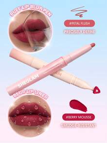 SHEGLAM [2Pcs] Marshmallow Puff Lip Blur Pen & Cloudline Blur Lip Liner Bundle Set - Petal Flush+331 Berry Mousse - View 2
