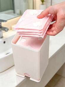 1pc Wall-Mounted Sanitary Napkin Storage Box, Suitable For Home Bathroom, Dust-Proof And Moisture-Proof, With Lid Design, Can Store Sanitary Napkins, Essential For Bathroom Decoration And Storage, Also Suitable For School - Multicolor - View 3