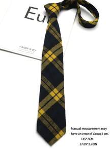 1pc Large Plaid Handmade Necktie, Suitable For Casual, Street, Daily, Party, Gift For Men And Women - Multicolor - View 6