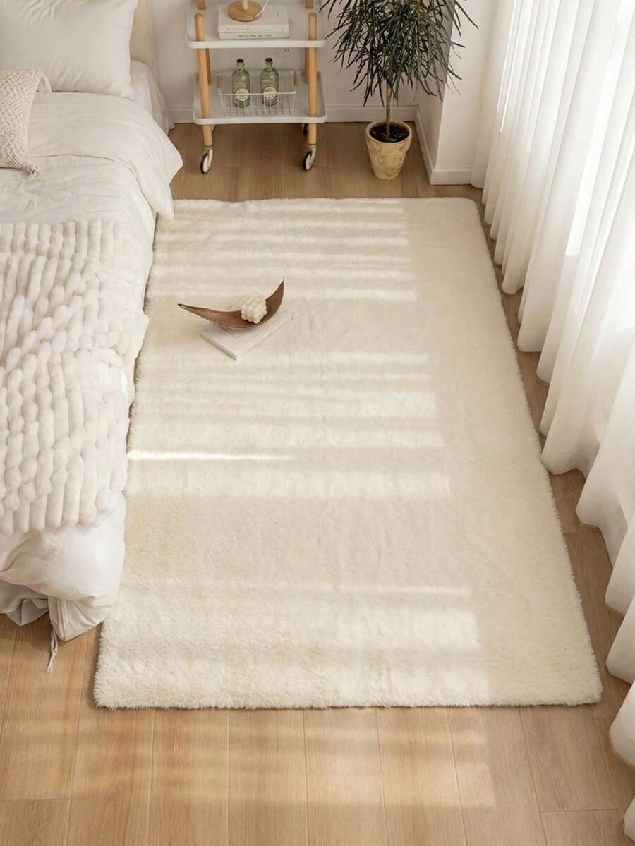 Soft Fluffy Cream White Carpet, Suitable For Bedroom, Living Room, Study, Office, Plush Bedroom Carpet, Non-Slip, Long Pile Carpet, Faux Fur Carpet, Living Room Carpet, Bedside Carpet, Decorative Carpet, Bedroom Decor, Autumn Home Decor, Room Decor, Autumn Decor, Autumn Home Decor - Ivory White - View 1