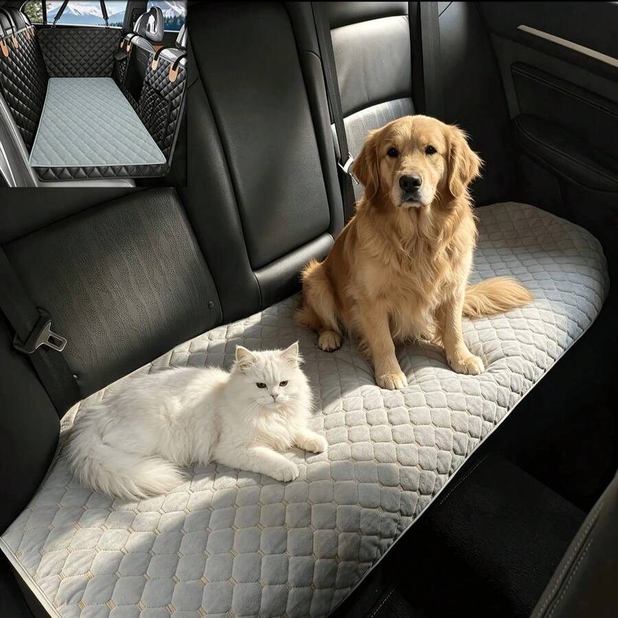 防滑寵物汽車座椅套,適用於SUV/轎車/卡車,保護座椅表面,可水洗且易於清潔,適合所有犬種 - 霧霾藍 - 查看 1