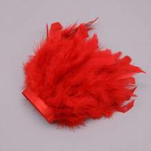 1m/39.37in Artificial Red Feather Trim Tape DIY Handmade Wedding Party Feather DIY Sewing Christmas Home Decor - Multicolor - View 17