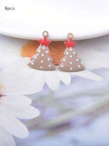 6pcs Christmas Tree Charms, Copper Oil Drip, Double-Sided Enamel, Colorful, Small Pendant For Bracelet, Bag, Earring, Necklace, Jewelry DIY Making Decoration - Christmas - View 11