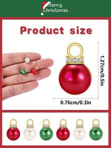 30/60pcs Christmas ABS Faux Pearl Charm Pendant Mix Color Rhinestone Spacer Beads For Jewelry Making DIY Bracelet Christmas Decoration - Christmas Pendant - View 3