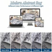 Techigher Modern Abstract Area Rug, Large Washable Living Room Rug, Ultra-Soft Non-Slip Bedroom Carpet & Foldable Floor Mat - Light Grey - View 9