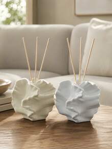 1pc Irregular Ruffled Petal Reed Diffuser Bottle, Modern Abstract Coral Shape Aromatherapy Bottle, Minimalist Black White Beige Speckled Decorative Vase For Home Bathroom Bedroom Office Table Decor - 1PC - View 5