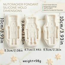 Nutcracker Silicone Mold Christmas, Icing Resin Baking Mold For Cake Decor, DIY Candy Chocolate Cookie Sugar Art Tool, Non-Stick Mold For Candle & Clay Making, Reusable Holiday Baking Supply - Beige - View 14