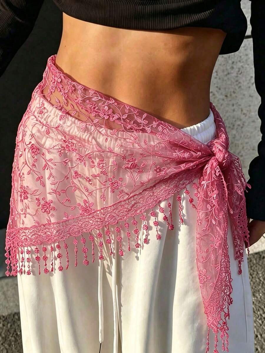 1件裝女款時尚花卉蕾絲三角頭巾