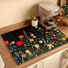 (Hot !!) 1件 2D花卉圖案平鋪爐灶保護墊，防滑耐熱橡膠爐灶蓋墊，適用於感應爐、玻璃爐灶，多功能防刮墊，亦可用於烤箱、洗衣機、烘衣機及廚房裝飾，最佳選擇 - 彩色 - 查看 11
