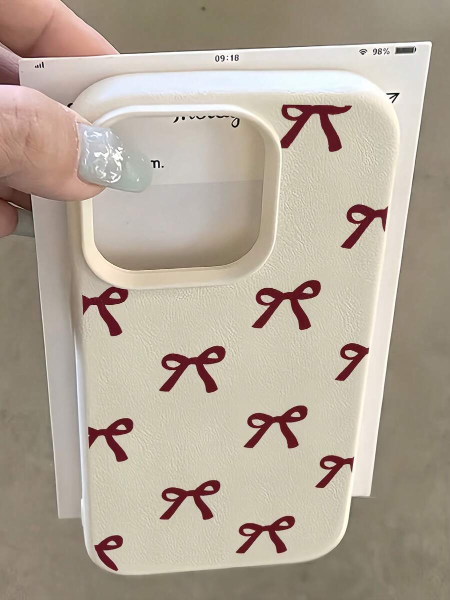 1件 白色霧面極簡鏡頭保護復古紅蝴蝶結圖案手機殼,可個性化,適用於 iPhone 16 Pro Max/17/16/15/14 Plus/13/12/11/Air 及系列 - 彩色 - 查看 1