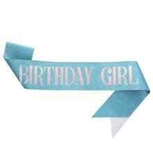1pc Rhinestone Decor Birthday Party Crown And 1pc Sash Set, Blue Glitter Sash Decoration, For Girls Birthday Party,Christmas - Sky Blue - View 6