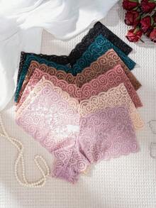 6pcs/Pack Multi-Color Women's Sexy Hollow Lace Comfortable Triangle Panties - Multicolor - View 5