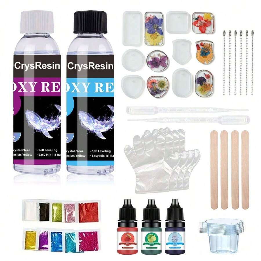 1:1 Epoxy Resin Kit Crystal Clear Hard Bubble-Free Non-Yellowing Fast Drying Suitable For Jewelry Casting Art Coating DIY Molds Table Projects