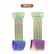 10 Pcs Stainless Steel Shovel Spoon, Creative Mini Spade Shape Dessert Ice Cream Watermelon Spoon, Cute Long Handle Tableware For Home Kitchen Party - - - View 10