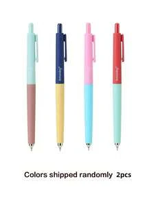 1/2/4pcs Clickable Neutral Gel Pens, CS Dual Ball Tip, Dopamine Misty Island Color Small Weight INS Style, Smooth Writing Low Center Of Gravity Practice Pens For Students, Learning And Office - Multicolor - View 6