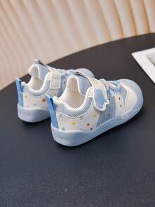 Cute Cartoon Pattern Infant Toddler Walking Shoes, Mesh Breathable Toe Protection Soft Sole Hook & Loop, Autumn Kids Casual Mesh Shoes - Baby Blue - View 8