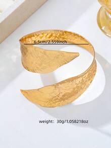 1pc Geometric European & American Exaggerated Design Style Bracelet - Gold Leaf Bracelet - View 2
