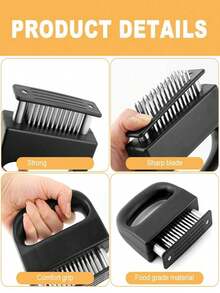 1PC 48-Needle Stainless Steel Meat Tenderizer, Manual Meat Tenderizer Tool For Steak And Chicken, Kitchen Handheld Meat Tenderizer Hammer, 304 Steel Needles Quickly Break Meat Fibers, Better Marinating, Essential For Grilling, Frying And Roasting, Effortless Press-Style Meat Tenderizer, Detachable Design, Easy To Rinse And Clean, Suitable For Beef, Lamb, Chicken And Fish, Home Kitchen, Outdoor Grilling And Camping Use, Easily Process Thick Cut Meat, Reduce Cooking Time, Practical Kitchen Tool For Western Cuisine And Marinating Meat - Multicolor - View 8