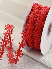 Christmas Snowflake Pattern Ribbon, Multiple Colors Available. Suitable For All Christmas Gift Wrapping, Holiday Floral Arrangement, Bow Making, Wreath Making, Tabletop Decoration, DIY Decoration - One Size Fits All - View 7