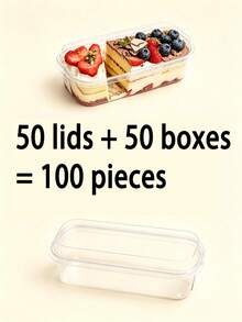 100/50/20pcs Mousse Cake Boxes, Dessert Cups With Lids, Tiramisu Boxes, Mousse Mille-Feuille Rectangular Dessert Soy Milk Cake Transparent Packaging Boxes, Christmas, Halloween, Party Cake Boxes - Transparent - View 14