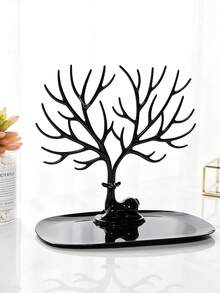 1pc Deer‑Antler Shaped Jewelry Stand, Branch‑Designed Hooks With Base Perfume Tray, Multi‑Purpose Holder For Earrings Necklaces Rings Keys, Jewelry Box Display Piece, Room Decor For Vanity Countertop, Bedroom And Holiday Gift Occasions - Multicolor - View 15