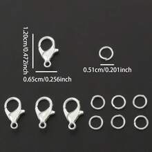 180pcs/360pcs DIY Jewelry Clasp Accessories Including Lobster Clasp And Jump Rings, Suitable For DIY Woven Jewelry, Necklaces, Bracelets, Anklets, Bags, Keychains, Spring Connectors, Phone Chain End Clasps, Pendant Hooks, DIY Jewelry Making Materials - Lobster Claw & Jump Ring - View 3