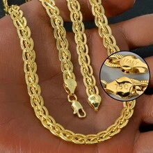14K镀金铜链项链，女士奢华意式风格 - 金色 - 查看 2