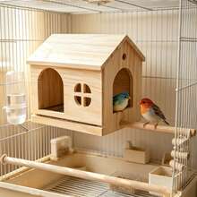 Parrot Wooden House Rabbit Flower Branch Mouse Hamster Wooden Nest Guinea Pig House Bird Nest Peony Pure Solid Wood Pull-Out Easy To Clean Cool House - View 5