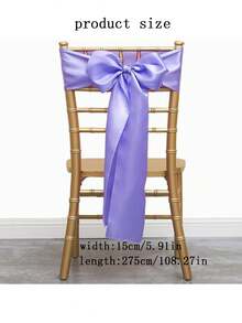 5/10pcs Light Purple Satin Bow Chair Back Decor Ribbons, Multi-Purpose Satin Ribbon, Suitable For Wedding, Birthday, Theme Party, Christmas, Reception, Banquet And Hotel Events, Preferred Event Decoration - Light Purple - View 5