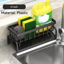 1pc Multifunctional Sink Drain Rack, Can Hold Dish Soap, Sponge And Dishcloth, Kitchen Utensil Drainer, Sink Dishcloth Storage Rack, Optional Upgrade To Carbon Steel Material, Kitchen Storage Rack, Sink Cleaning Cloth And Dishcloth, Carbon Steel Faucet, Dish Washing, Steel Wool Storage Rack, Back To School Season - Multicolor - View 12