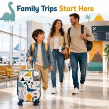 Cute Cartoon Dinosaur Volcano Jungle Print Kids Hard Shell Luggage, Spinner Wheels Trolley Suitcase, Kids Carry-On Travel Bag, Suitable For Vacation Use - White - View 7