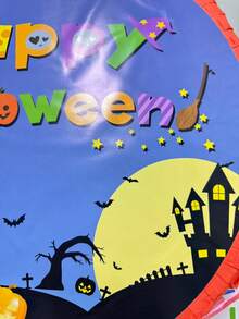 Halloween Atmosphere Pattern, 1pc Round Foldable Pull String Piñata, Birthday Party Game Prop Fillable With Candy And Gifts - C - View 3