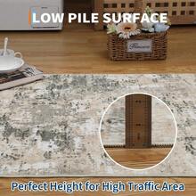 Techigher Modern Abstract Area Rug, Large Washable Living Room Rug, Ultra-Soft Non-Slip Bedroom Carpet & Foldable Floor Mat - Grayish Yellow - View 4