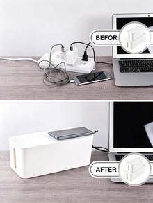 Large Cable Management Box, Hide Power Strip And Desktop Cables, Power Strip Storage Box, Easy To Assemble, Suitable For Home/Office, PP Plastic Material, Keep Cables Neat And Organized, Ideal Choice For Home And Office Environment - Multicolor - View 3