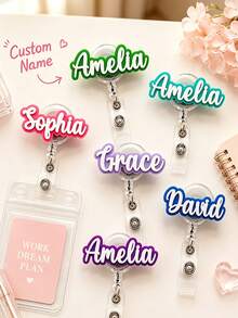 Customizable Text & Name Retractable Badge Reel, ID Clip, Healthcare Worker Name Tag, Office Badge, Stethoscope Accessory; Gift For Nurses & Doctors - Multicolor - View 7