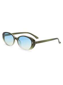 1 Pair Women's Personalized Oval Stud Street Style Fashion Decorative Glasses - Gradient Green - View 2