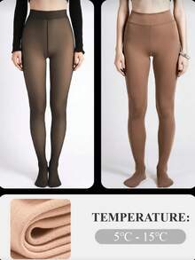 1/2 Pairs Women's Faux Tights Warm Lining Leggings, Thickened High Elasticity Slimming Shaping Base Layer Pants, Versatile For Autumn/Winter - Multicolor - View 10