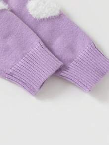 M.Dian xi Áo cardigan len dệt kim cho bé gái, phong cách mới mùa xuân, áo len cardigan sợi lõi xoắn jacquard họa tiết trái tim lông chồn baby mink - Màu tím  Violet - Xem 5