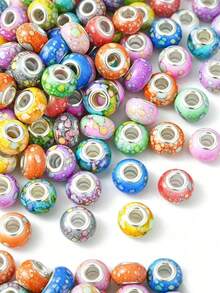 28/58/108 Random Color Acrylic Painted Beads, Large Holes, DIY Jewelry Making Material, Beading Accessories, Can Be Used To Make Bracelets And Necklaces. - Assorted Colors - View 6