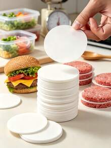 200pcs Hamburger Frozen Meat Patty Separator Paper, Oil Absorbent Paper For Baking And Grilling, Non-Stick Paper, Suitable For Separating Pressed Hamburger Patties, Frozen Meat Patties, Perfect For Separating Hamburger Patties, Cookies, Pies, Mousse - Multicolor - View 1