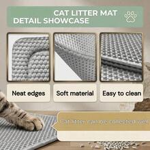 Double Layer Cat Litter Trapping Mat, Aesthetic Honeycomb Cat Litter Collection Mat, Washable Anti-Scatter Waterproof Pet Mat, Suitable For Cat Litter Box, Multiple Colors - Pink - View 4