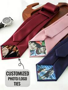 Customized Photo Tie, Personalized Necktie In Forest Tone, Unique Gift For Dad And Groom, Wedding And Anniversary Gift - Multicolor - View 1