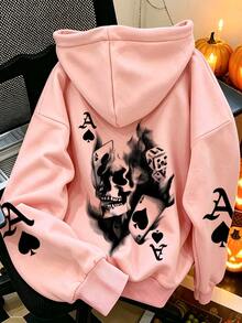 Moletom com Capuz Fino de Manga Longa Plus Size Feminino, É a Roupa Ideal para Meninas no Outono/Inverno. Rosa Casual - Rosa chiclete - Visão 1