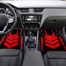 Cool Red And Black Mechanical Texture Car Universal Floor Mat Set, Suitable For Most Models, Combining Practicality And Aesthetics! With Unique Print, Enhancing Your Car'S Highlights. Whether For Daily Commuting Or Road Trips - A - View 4