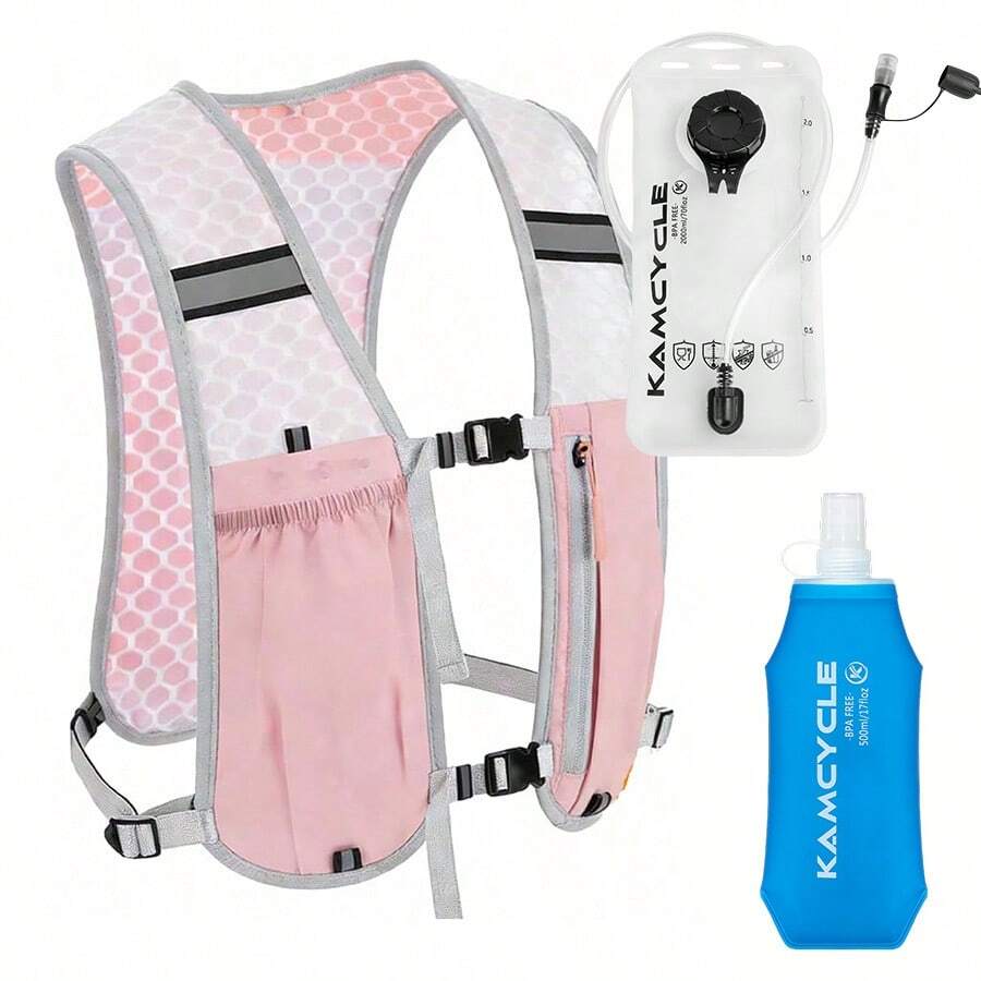 Running Vest Backpack With 500ML Soft Flask And 2L Hydration Bladder Women & Men, Hydration Vest, Lightweight Comfortable Running Backpack For Trail Running Cycling Hiking Marathons - Rusty Rose - View 1