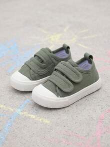 Boys' Green Canvas Fresh Minimalist Lightweight Breathable Casual Sports Shoes, Suitable For Spring Daily Campus And Outdoor Activities - Green - View 1