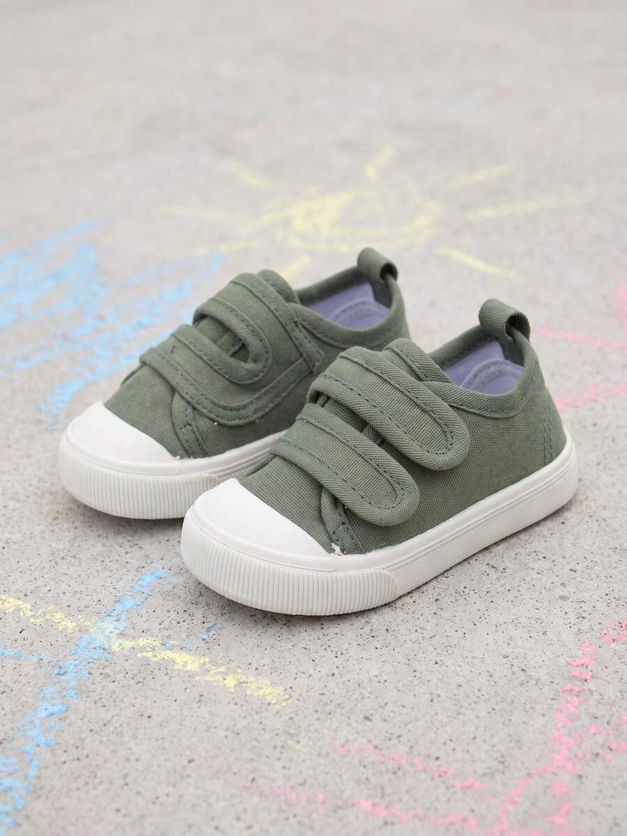Boys' Green Canvas Fresh Minimalist Lightweight Breathable Casual Sports Shoes, Suitable For Spring Daily Campus And Outdoor Activities - Green - View 1