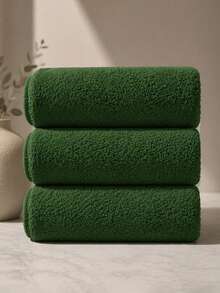 1pc/3pcs Optional Solid Color Christmas Style Towel Bath Towel Set, High Absorbency Soft Thick Towel, Home Bathroom Machine Washable Bath Towel - Multicolor - View 18