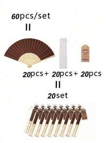 3/15/30pcs Elegant Fan Set With Thank You Tags And Gift Bags, Bride Bamboo Handheld Folding Fan, Suitable For Bridesmaid Gifts And Wedding Decor, Party Events, Perfect Summer Accessory - Brown - View 12